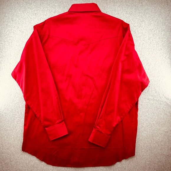 NWT Wrangler Painted Desert Western Shirt 17.5-36 Red Button-Down X-Long Tails - Picture 2 of 12